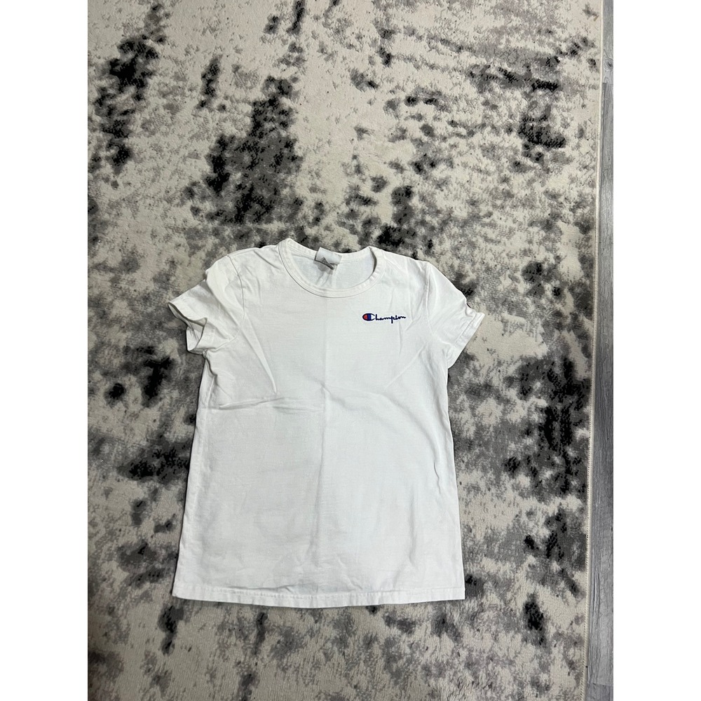 Champion Womens White Short Sleeve Script Logo Crew Neck T-Shirt XS